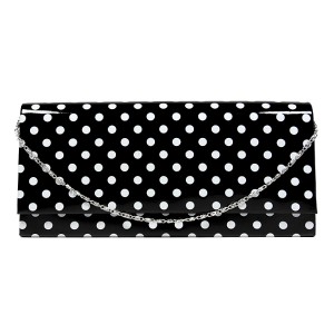 Evening Bag - 12 PCS - Glossy Polka Dots - Black - BG-92120B